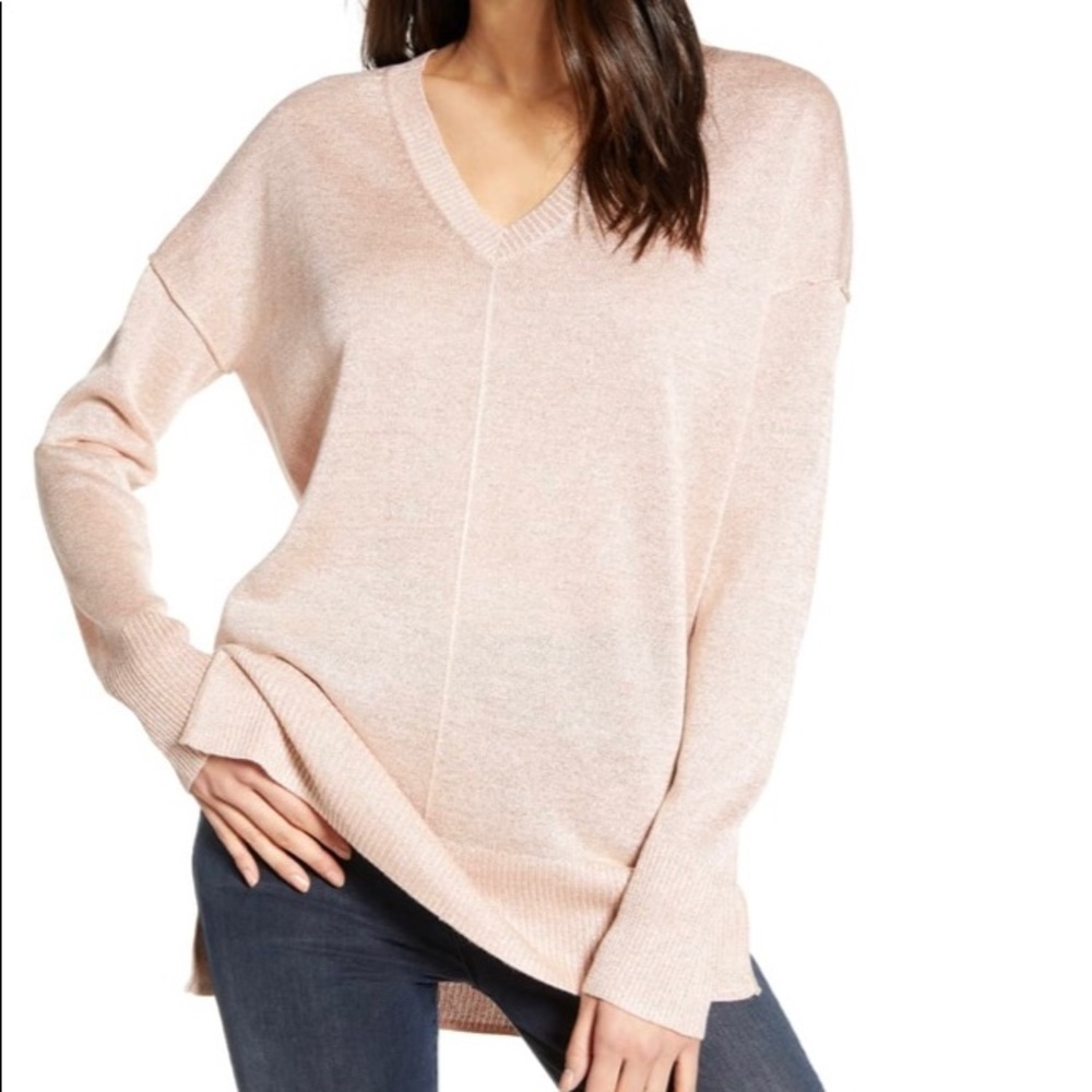 Chelsea28 NWOT V-Neck Metallic Pullover